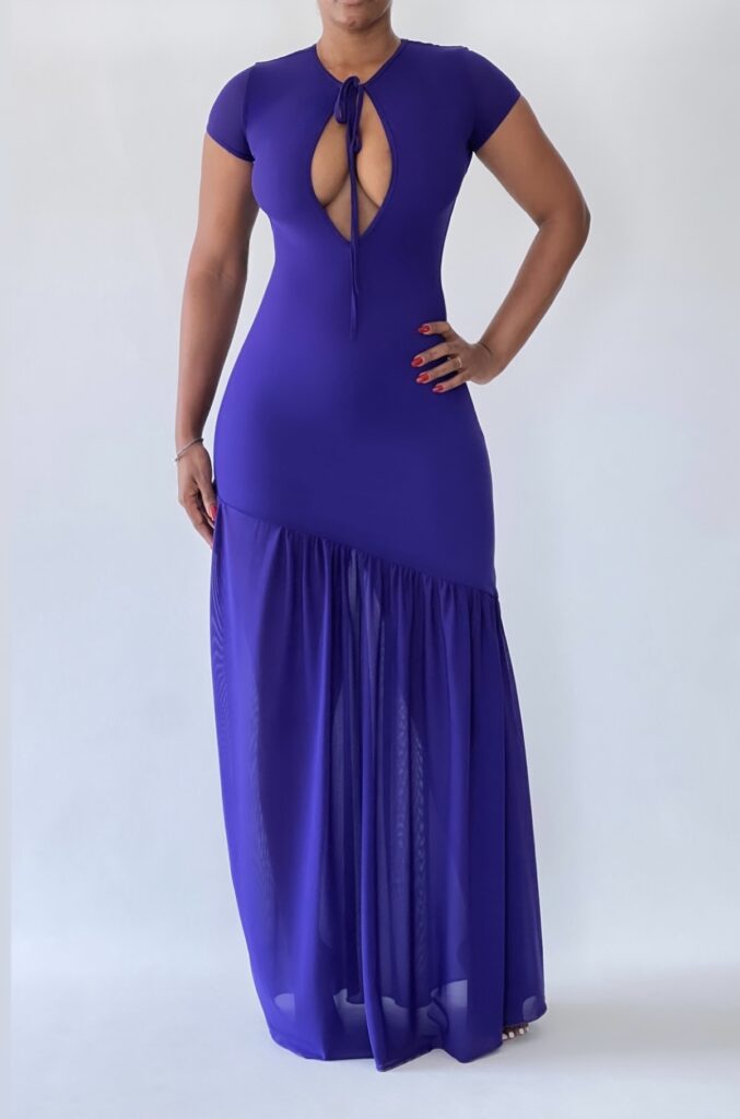 LUNA DARK PURPLE STRETCH POWER MESH DRESS